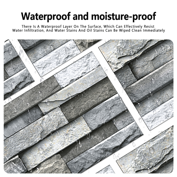 12 Pcs Marble Stone Wall Sticker Home Decor Self Adhesive Wall Paper,Back Splash For Kitchen Bathroom PVC Detachable Without Leaving Glue Easy To Maintain Renting House Wall Renovation Wall Decoration-7