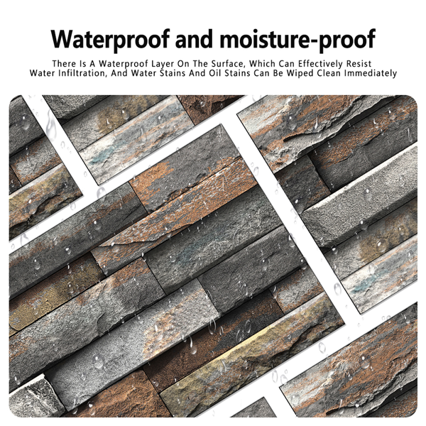 12 Pcs Dark Brown Marble Stone Backsplash Wallpaper Peel And Stick PVC Water Resistant Easy Installtion Self Adhesive Kitchen Bathroom Wall Decoration (5.91*11.81inch)  Easy Diy Home Renovation-6