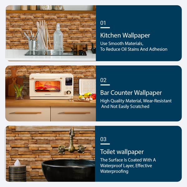 12 PCS Alien wood grain wall sticker, PVC Water Resistant Peel And Stick Wallpaper Moisture-Resistant Self-Adhesive Wallpaper for Kitchen Backsplash,Bathroom,Dorm Decor | Easy DIY Home Renovation-5