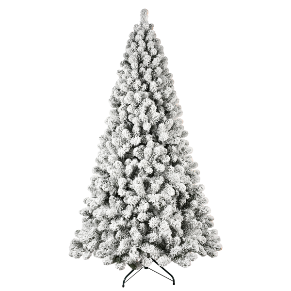 Artificial 6ft Flock LED-lit Christmas Tree with 779PVC Mixed Branch Tips,Hinged Premium & Foldable Base for Indoor Holiday Decorating-2