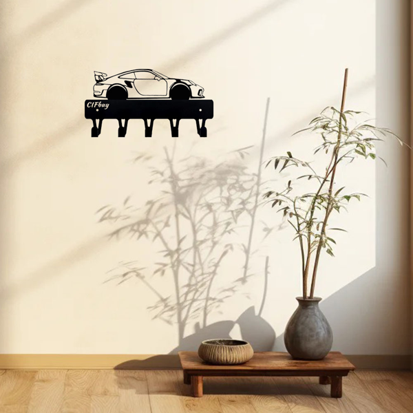 1-Piece Dazzling Racing Car Metal Key Holder: Artistic Wall-Mounted Hook with Ornamental Design | Key Chain Accessory & Decorative Sculpture.Key Hooks-10