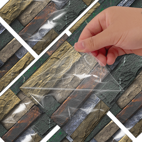 12 Pcs Peel And Stick Backsplash Tiles Retro Stone Brick Self-Adhesive Wall Sticker Backspalsh For Bathroom Kitchen Detachable Without Leaving Glue Water Resistant Oil-Proof PVC Wall Decoration-8