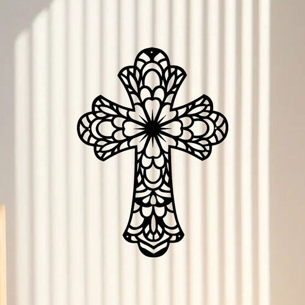 Modern and Fashionable Creative Decorative Metal Wall Arts Embellished with Beautiful Vintage - Style Crosses for Wall Decor - Premium - Grade Wall Sculptures.-11