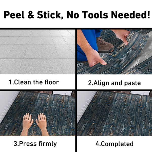 10 Pcs Peel & Stick PVC Flooring, Wood Grain Floor Stickers,Self-Adhesive And Waterproof Tile Sticker,DIY Stickers- For Decorating Living Rooms,Bedrooms,Kitchen, Balcony And Offices Floor Decoration-5