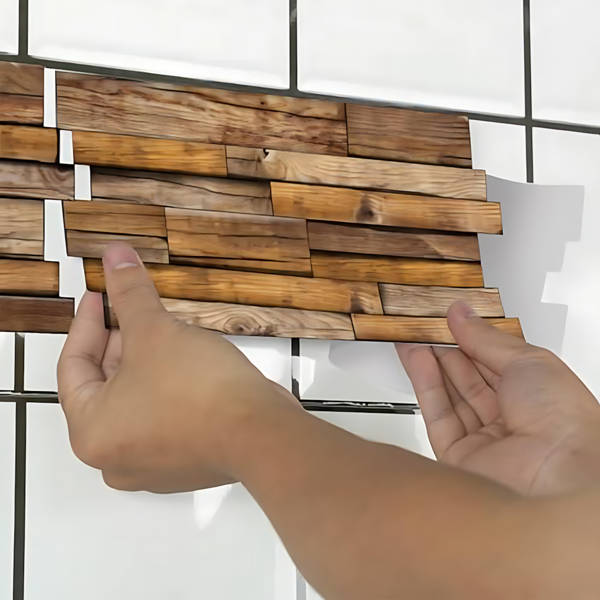 12 PCS Alien wood grain wall sticker, PVC Water Resistant Peel And Stick Wallpaper Moisture-Resistant Self-Adhesive Wallpaper for Kitchen Backsplash,Bathroom,Dorm Decor | Easy DIY Home Renovation-4