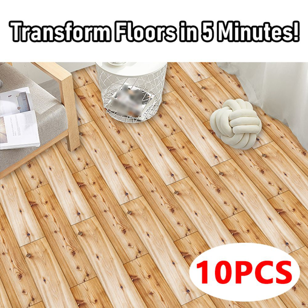 10 Pcs Self-Adhesive Wood-Look Flooring With Realistic Wood Grain Flooring ,Durable And Easy DIY Installation For Quick Renovation,Ideal For Walls Floors In Living Room,Bedroom,Kitchen,Bathroom,Office-1