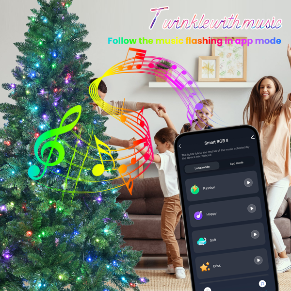 Artificial 6ft Green RGB-lit Christmas Tree with 751PVC Mixed Branch Tips,Hinged Premium & Foldable Base for Indoor Holiday Decorating-10
