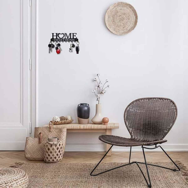 Retro metal key rack wall mounted rural entrance storage handmade iron hooks nostalgic home decoration sturdy key storage corridor wall decoration is very suitable for your entrance or hall.Key hooks.-4