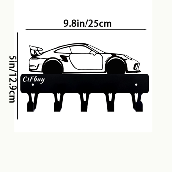 1-Piece Dazzling Racing Car Metal Key Holder: Artistic Wall-Mounted Hook with Ornamental Design | Key Chain Accessory & Decorative Sculpture.Key Hooks