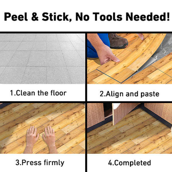10 Pcs Grain Self-Adhesive Non-Slip Floor Stickers, Durable Vinyl Peel-And-Stick Waterproof And Oil-proof Tile Decals For Kitchen, Removable Floor Decor For Living Room Bathroom, Home Decoration-5