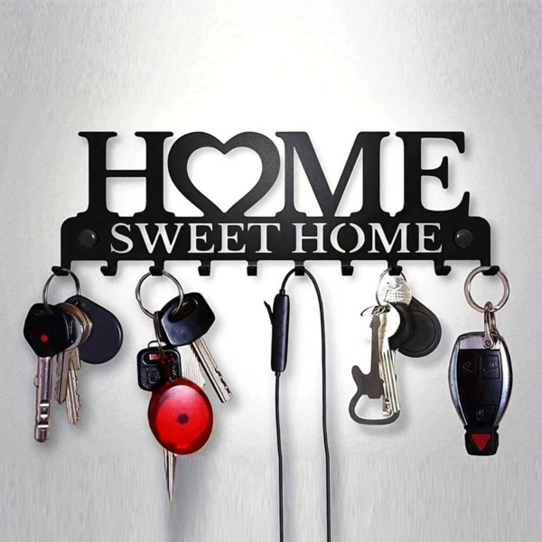 Retro metal key rack wall mounted rural entrance storage handmade iron hooks nostalgic home decoration sturdy key storage corridor wall decoration is very suitable for your entrance or hall.Key hooks.-84