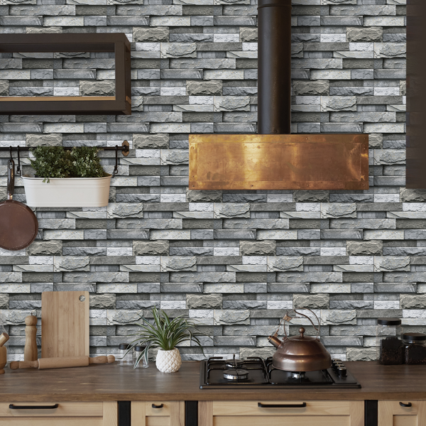 12 Pcs Marble Stone Wall Sticker Home Decor Self Adhesive Wall Paper,Back Splash For Kitchen Bathroom PVC Detachable Without Leaving Glue Easy To Maintain Renting House Wall Renovation Wall Decoration-16