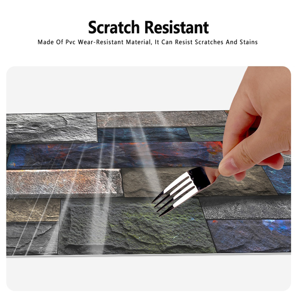 12 Pcs Peel And Stick Wallpaper Retro Stone Brick Self-Adhesive Wall Sticker Backspalsh For Bathroom Kitchen，Detachable Without Leaving Glue Hanging Decorative Tiles Wa ll Renovation Of Rental Housing-5