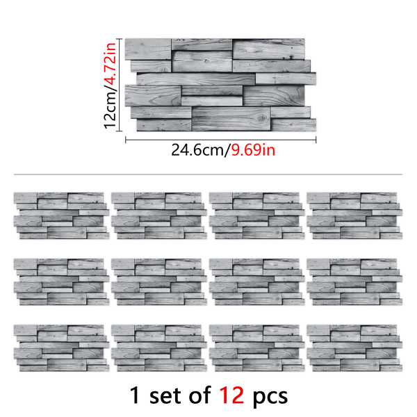 12Pcs Peel And Stick Grain Wallpaper Water resistant Oil-Proof Wall Tiles Stick On Kitchen Backsplash  Light Gray Bathroom Decor And Accessories Low Cost Wall Renovation,Rental Housing Wall Decoration-2