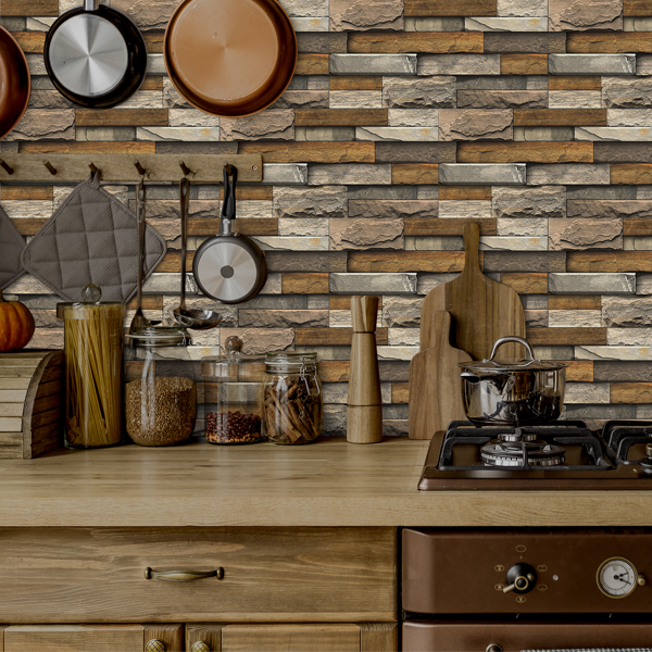 12 Pcs Marble Stone Backsplash Wallpaper Peel And Stick For Kitchen Wall,Bathroom (5.91*11.81inch) PVC Detachable Without Leaving Glue Water Resistant Wall Paper, Wall Renovation | Wall Decoration-10