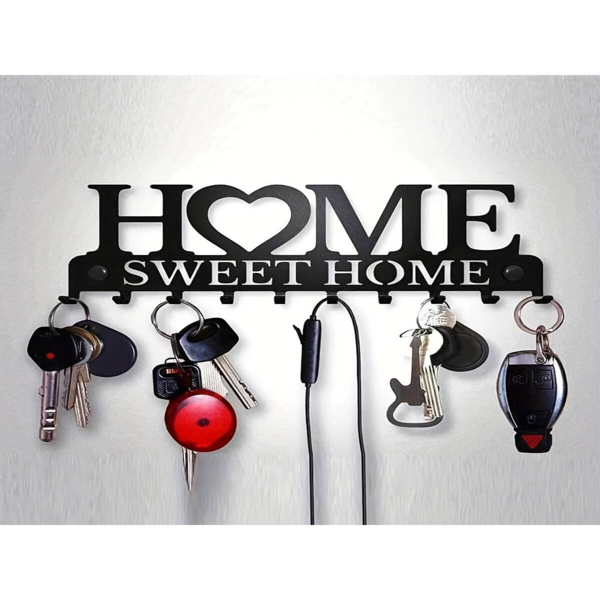 Retro metal key rack wall mounted rural entrance storage handmade iron hooks nostalgic home decoration sturdy key storage corridor wall decoration is very suitable for your entrance or hall.Key hooks.-79