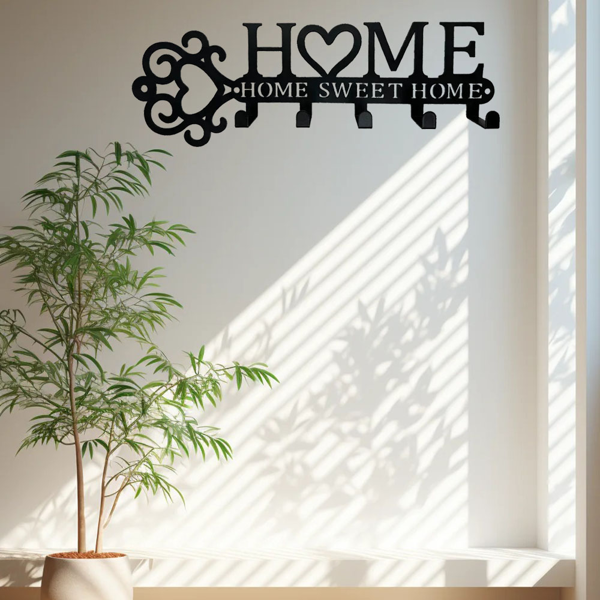 Marvelous 1 Piece Metal Wall - Mounted Key Holder with 5 Hooks. This Wall Hanger, Which is a Key Holder Wall Mount, Stylish Household Coat Rack, and Towel Rack, Combines Function and Decor to Elevate-25