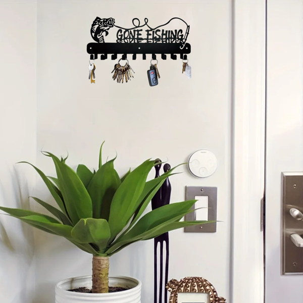 1pc，Adorable Fish-Shaped Key Rack with Hooks for Storage - Solid Metal Holder, Perfect for Space-Efficient Organization, Utility Hooks.-19