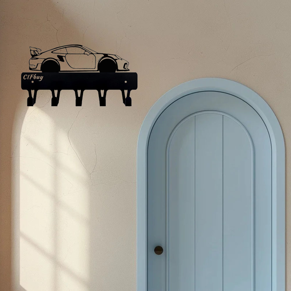 1-Piece Dazzling Racing Car Metal Key Holder: Artistic Wall-Mounted Hook with Ornamental Design | Key Chain Accessory & Decorative Sculpture.Key Hooks-9