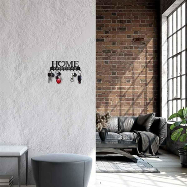 Retro metal key rack wall mounted rural entrance storage handmade iron hooks nostalgic home decoration sturdy key storage corridor wall decoration is very suitable for your entrance or hall.Key hooks.-77