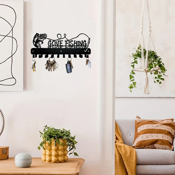 1pc，Adorable Fish-Shaped Key Rack with Hooks for Storage - Solid Metal Holder, Perfect for Space-Efficient Organization, Utility Hooks.-20