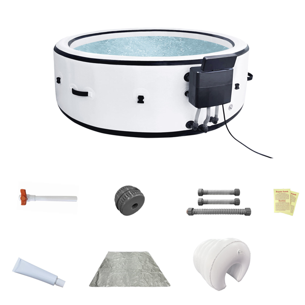 Inflatable hot tub 81.1"*27.9" portable spa pool outdoor spa for 4-6 people with cover equipped with 6 color light beads-4