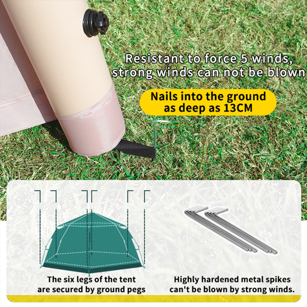4柱Camping Tent 3-4人易于搭建的充气帐篷 豪华露营户外空气吹气帐篷，成人防水充气房屋帐篷-7