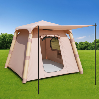 4柱Camping Tent 3-4人易于搭建的充气帐篷 豪华露营户外空气吹气帐篷，成人防水充气房屋帐篷