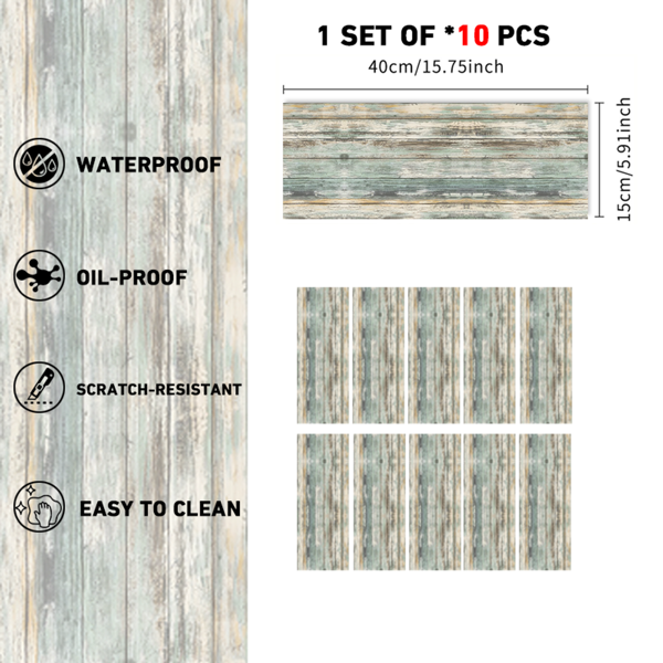 10 Pcs Vintage Wood Grain Floor Stickers, Easy Peel & Stick,Self-Adhesive,Scratch & Wear Resistant,Ideal For Kitchen,Living Room,Office, Bedroom - DIY Flooring Upgrade Floor Renovation,Home Decoration-2