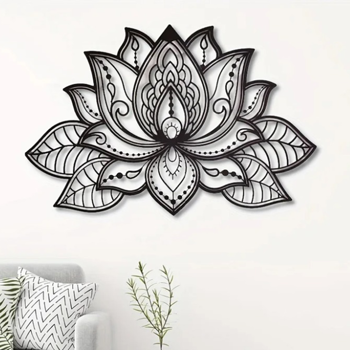 HelloYoung Metal Mandala Lotus Spiritual Wall Hanging – Boho Home Decor for Living Room & Bedroom.Wall Sculptures