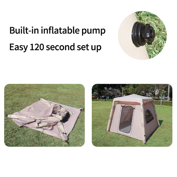4柱Camping Tent 3-4人易于搭建的充气帐篷 豪华露营户外空气吹气帐篷，成人防水充气房屋帐篷-6