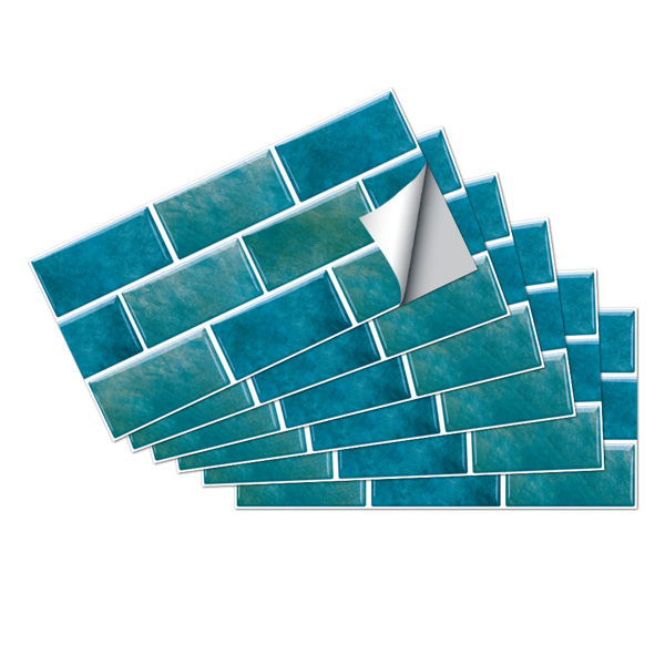 12 Pcs Marble Tile Wall Stickers Blue-Green Peel And Stick Wallpaper Water Resistant Self-Adhesive Wall Tile-Easy DIY Installation&Modern Aesthetic For Kitchen And Bathroom Wall Decoration&Renovation-3