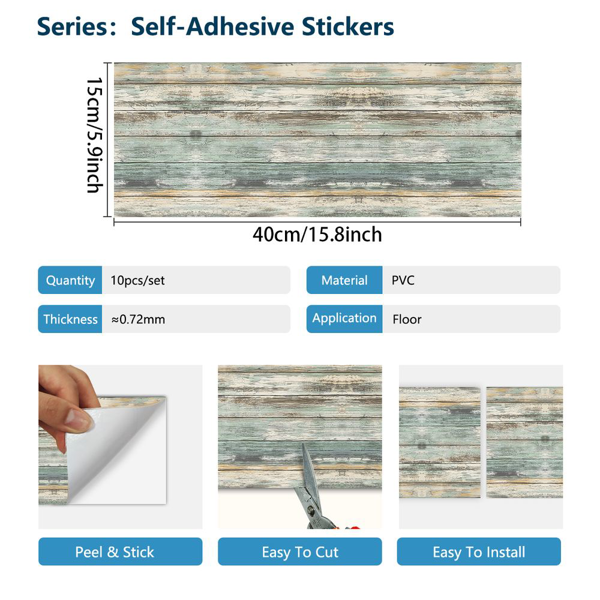 10 Pcs Vintage Wood Grain Floor Stickers, Easy Peel & Stick,Self-Adhesive,Scratch & Wear Resistant,Ideal For Kitchen,Living Room,Office, Bedroom - DIY Flooring Upgrade Floor Renovation,Home Decoration-3
