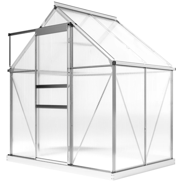 6'x 4'x 6.6'步入式温室，聚碳酸酯温室，带可调节屋顶通风口-3
