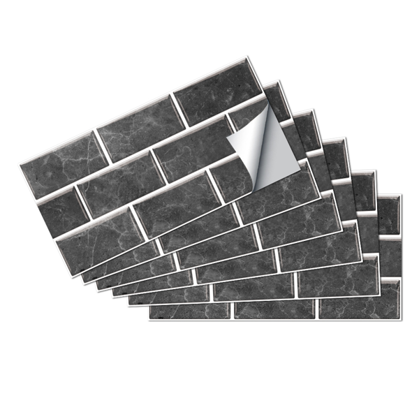 12 Pcs Dark Gray Peel and Stick Backsplash PVC Self-Adhesive Stone Marble Tile with Veined Veins, Glossy Finish Water Resistant for Kitchen, Bathroom, Laundry Room,Easy to Install, Home Decoration-3