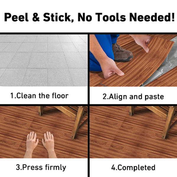 10 Pcs Self-Adhesive Wall And Floor Tiles PVC Wood Grain Peel And Stick Floor Stickers Removable Suitable For Bedroom Kitchen Office  Living Room Indoor Floors Ground Renovation, Home Decoration-5