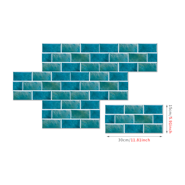 12 Pcs Marble Tile Wall Stickers Blue-Green Peel And Stick Wallpaper Water Resistant Self-Adhesive Wall Tile-Easy DIY Installation&Modern Aesthetic For Kitchen And Bathroom Wall Decoration&Renovation-2