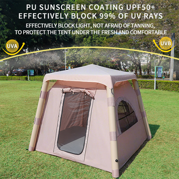 4柱Camping Tent 3-4人易于搭建的充气帐篷 豪华露营户外空气吹气帐篷，成人防水充气房屋帐篷-4