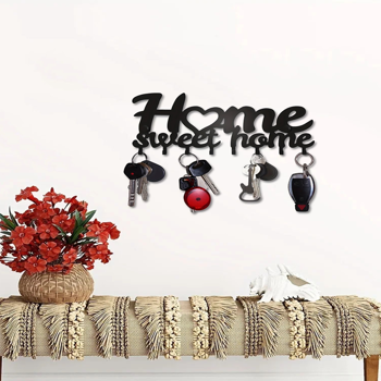 1pc Key Rack For Wall, Black Key Holder For Wall Decorative, Metal Wall Decor For Office, Hallway, Entryway, Key Hooks Hanging Keys