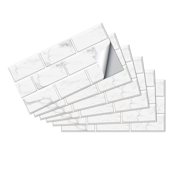 12 Pcs White Marble Look Peel And Stick Tile Backsplash Water Resistant Oil-Proof PVC Self Adhesive Tile Sticker For Kitchen Backsplash And Bathroom Contemporary Wall Design Interior Wall Decoration-3