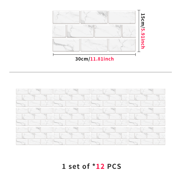12 Pcs White Marble Look Peel And Stick Tile Backsplash Water Resistant Oil-Proof PVC Self Adhesive Tile Sticker For Kitchen Backsplash And Bathroom Contemporary Wall Design Interior Wall Decoration-2